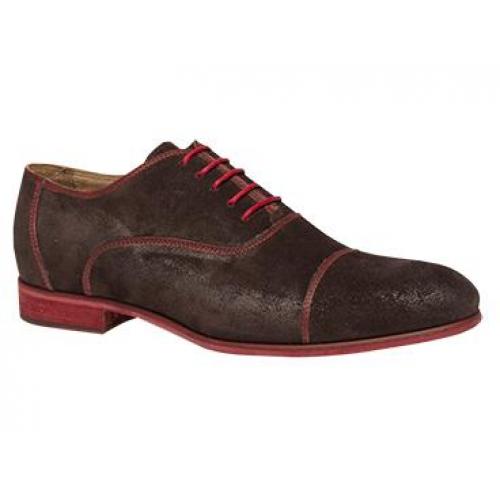Bacco Bucci "Orsino" Dark Brown Genuine English Suede Captoe Oxford Shoes